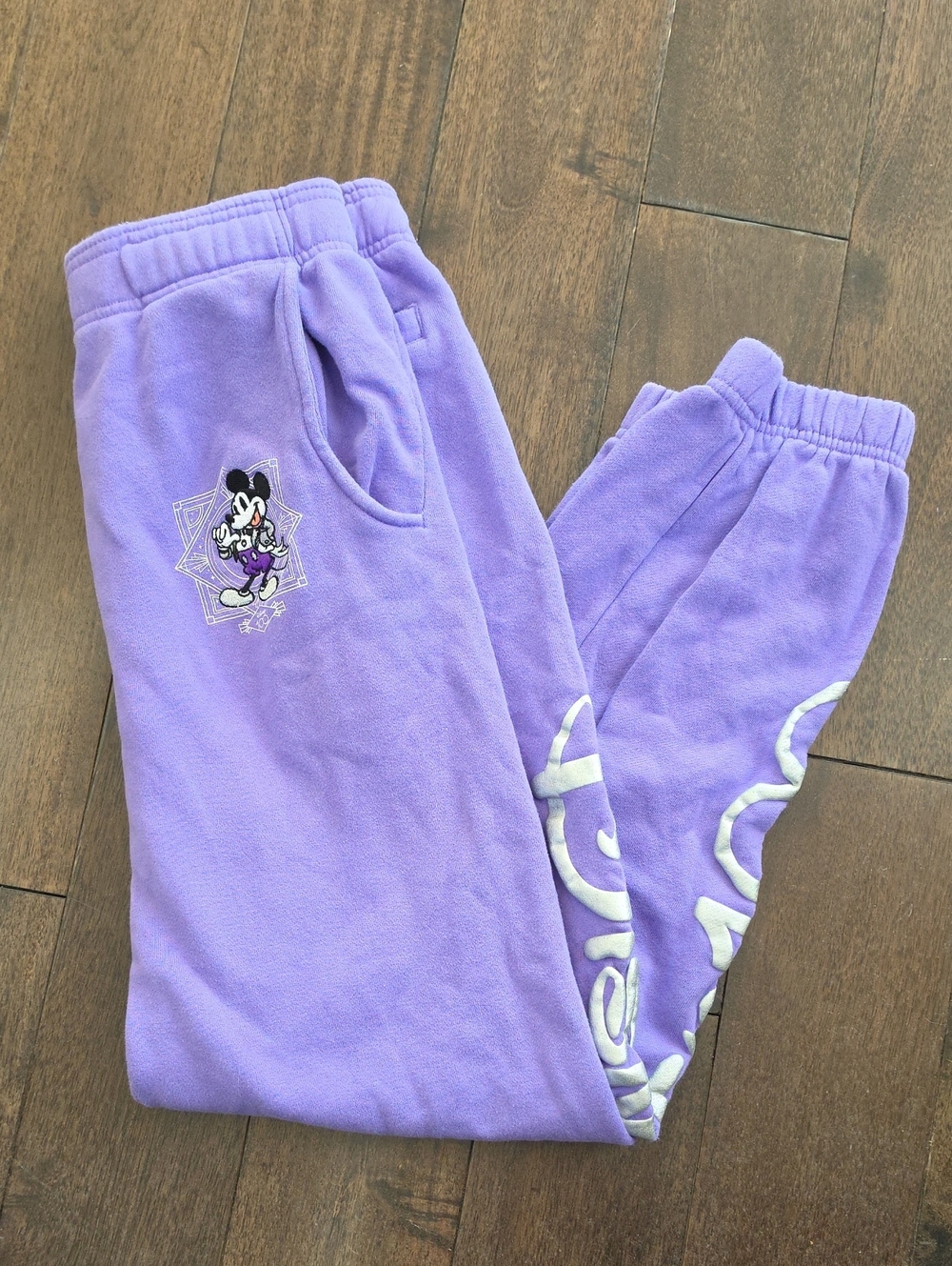 Disney 100th Anniversary Purple Joggers Sweatpants Mickey Mouse Embroidery XS - Picture 5 of 12